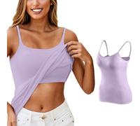 Generisch Damen Schlafanzugoberteile Baumwolll Camisole Spaghetti Oberteile Träger-Tops Locker mit V-Ausschnitt Loungewear für Frauen Sleepwear, Pajamas B5-light Lila, 3XL