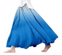 Generisch Damen Sommer Bedruckter Leinen Wickelrock Elastischer Bund A Linie Boho Strandrock Fließender Langer Maxirock Für Den Urlaub (Blue, XXXL)