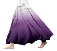 Generisch Damen Sommer Bedruckter Leinen Wickelrock Elastischer Bund A Linie Boho Strandrock Fließender Langer Maxirock Für Den Urlaub (Purple, XXXL)