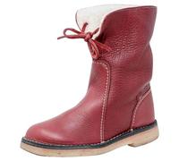 Generisch Damen-Winterstiefel mit flachem Absatz, hoch oben, warme Winterstiefel, tiefer Mund, runder, mittellange Ärmel, künstliche Schneestiefel, weiblich Wasserdichte Herren, rojo, 38 EU
