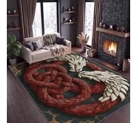 Generisch Dark Gothic - Alfombra lavable para salón, diseño de dragón rojo, 140 x 200 cm, de pelo corto, para habitación de los niños, para sala de juegos, antideslizante