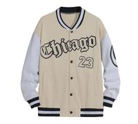 Generisch Daunen Herren Frühling und Herbst Mode High Street hübsche Junge Männer Baseball Jacke Männer Lose Freizeitjacke Männer Rollkragen Herren (Beige, XXL)