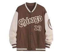 Generisch Daunen Herren Frühling und Herbst Mode High Street hübsche Junge Männer Baseball Jacke Männer Lose Freizeitjacke Männer Rollkragen Herren (Coffee, XXL)
