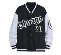 Generisch Daunen Herren Frühling und Herbst Mode High Street hübsche Junge Männer Baseball Jacke Männer Lose Freizeitjacke Männer Rollkragen Herren (Black, L)