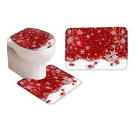 Generisch de Asiento de Inodoro de Navidad, Juego de decoración de baño de Navidad, de Inodoro con decoración navideña, Alfombrilla Antideslizante Absorbente para Vacaciones de Invierno