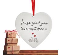 Generisch de la amistad en forma de corazón - Recuerdo acrílico "Deseo que vives al lado" | para el árbol de Navidad para la mejor amiga, vecino, hogar, único, elegante