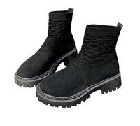 Generisch De las mujeres Botas clásicas, Botas de mujer, Botas de verano, Las mujeres Botas cortas Tacón trasero Grueso Tacón medio Calf Botas, Negro , 40 EU