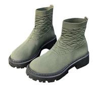 Generisch De las mujeres Botas clásicas, Botas de mujer, Botas de verano, Las mujeres Botas cortas Tacón trasero Grueso Tacón medio Calf Botas, Negro y verde., 37 EU