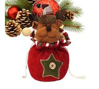 Generisch de Navidad con cordón - de Navidad de tejido de punto, para almacenamiento, decoración, embalaje con Papá Noel, para niños y niñas para envolver y, Alce, ver descripción