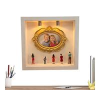 Generisch de siluetas de museo | Marco en miniatura chapado en oro y vitrina de figuras | Set de exhibición de recuerdos para bodas, día de San Valentín, Navidad, vacaciones