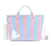 Generisch de transporte con patrón de rayas | Bolso brillante impermeable - de playa - para verano, viajes, trabajo, gimnasio, escuela, universidad, oficina y piscina, azul rosa