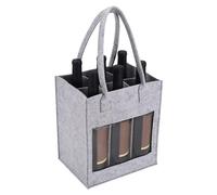 Generisch de transporte para bebidas espirituosas, práctica para 6 botellas, asa de fieltro, para transportar vino tinto, multiusos, para exteriores e interiores, gris claro, Siehe Beschreibung