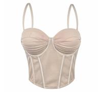 Generisch Débardeur Court Transparent Avec Corsage en Dentelle Délicate Coupe cintrée, idéal quotidien. Body sans coutures Pour un confort óptimo., beige, C