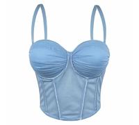 Generisch Débardeur Court Transparent Avec Corsage en Dentelle Délicate Coupe cintrée, idéal quotidien. Body sans coutures Pour un confort óptimo., azul, D
