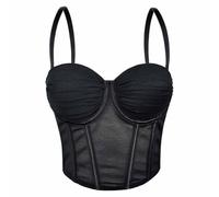 Generisch Débardeur Court Transparent Avec Corsage en Dentelle Délicate Coupe cintrée, idéal quotidien. Body sans coutures Pour un confort óptimo., Negro , B