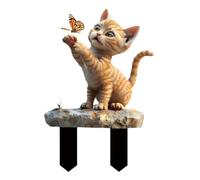 Generisch Decoración de jardín de gatos, varillas de animales para decoración de jardín, caza de mariposas, decoración para jardín, terraza, caminos, bodas