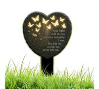 Generisch Decoración de Tumba, Decoraciones acrílicas bidimensionales en Forma de corazón, estaca Conmemorativa del jardín con Tallada y Textura Floral, para jardín al Aire Libre césped