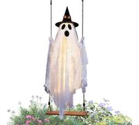 Generisch Decoración fantasma con sombrero de iluminado grande espeluznante
