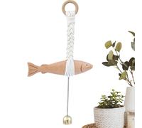 Generisch Decoración para pared de playa tallada a mano con campana para, casa lago y hotel de pueblo, diseño de peces costeros para dormitorio y sala de estar, decoración de peces de madera colgantes