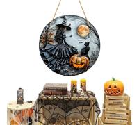 Generisch Decoración para Puerta de Entrada de Halloween, Colgador de Halloween con símbolo de Bienvenida de Fantasma, Arte de Pared con, Luna y Calabaza para Fiestas