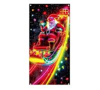 Generisch Decoración para puerta de Papá Noel, 90 x 180 cm, fluorescente UV, fondo festivo, para garaje, escuela, oficina, dueño de casa, fiesta, anfitrión