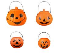 Generisch Decoraciones de Halloween Plástico Portátil Ojo Torcido Cara Smiley Adornos de Cubo de Calabaza Adornos Portátil de Cubo de Calabaza Dulces, Modelo Cd Puede Brillar Y Gritar (D)