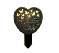 Generisch Decoraciones para tumbas - Estaca conmemorativa de acrílico 2D en forma de corazón para el tributo al aire libre | Tallado con mariposas y diseño resistente a la intemperie para césped