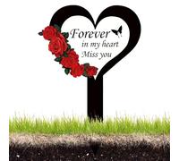 Generisch Decoraciones para tumbas - Marcador acrílico 2D para tumba con corazón y cruz, estaca conmemorativa para jardín de cementerio, resistente a la intemperie, simpatía para decoración de tumbas