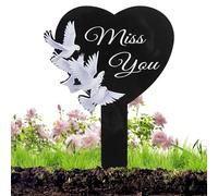 Generisch Decoraciones para tumbas - Marcador acrílico 2D para tumba con corazón y cruz, estaca conmemorativa para jardín de cementerio, resistente a la intemperie, simpatía para decoración de tumbas