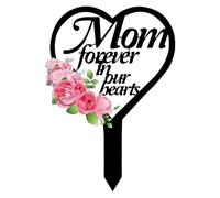 Generisch Decoraciones para tumbas - Marcador acrílico 2D para tumba con corazón y cruz, estaca conmemorativa para jardín de cementerio, resistente a la intemperie, simpatía para decoración de tumbas