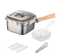 Generisch Deep Fryer Pan Set - Portable Fish Fryer Pot with Oil Drip Rack and Lid Outdoor Stove Top Cooking Pan for Camping, Picnic, Garden Bbq, Family Party, Friend Gatherings 13.79 pulgadas