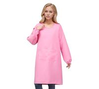 Generisch Delantal de cocina para mujer con bolsillos grandes, manga larga, delantal para cocinar, hornear, limpiar, trabajar, delantal de cocina, delantal de cocina, barbacoa, barbacoa para papá