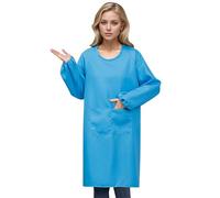 Generisch Delantal de cocina para mujer con bolsillos grandes, manga larga, delantal para cocinar, hornear, limpiar, trabajar, delantal de cocina, delantal de cocina, barbacoa, barbacoa para papá