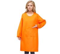 Generisch Delantal de cocina para mujer con bolsillos grandes, manga larga, delantal para cocinar, hornear, limpiar, trabajar, delantal de cocina, delantal de cocina, barbacoa, barbacoa para papá