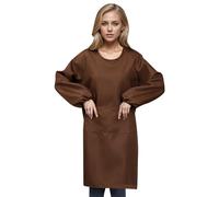 Generisch Delantal de cocina para mujer con bolsillos grandes, manga larga, delantal para cocinar, hornear, limpiar, trabajar, delantal de cocina, delantal de cocina, barbacoa, barbacoa para papá