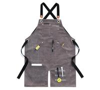 Generisch Delantal de trabajo de lona con bolsillos, delantal impermeable para carpintería, peluquería y reparación de herramientas, Color1, L