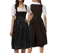 Generisch Delantal tirolesa largo de encaje azul, rojo y verde, delantal tirolesa de 70 cm de largo, delantal sencillo para tirolesa, jacquard, color negro, M