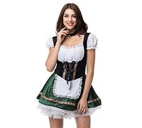 Generisch Delantal tirolesa para mujer, Oktoberfest, delantal tirolesa de alta calidad, diseño tradicional de rayas, cómodo y fácil de limpiar, perfecto para trajes regionales y fiestas, verde, XXL