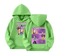 Generisch Demon Hunters Huntrix - Sudadera con capucha para niños y niñas, con estampado de anime, ropa de calle, K-Pop con estampado de anime, sudadera para niños, 02-Light Green, 13-14 años