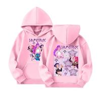 Generisch Demon Hunters Huntrix - Sudadera con capucha para niños y niñas, con estampado de anime, ropa de calle, K-Pop con estampado de anime, sudadera para niños, 01 rosa, 13-14 años