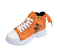 Generisch Denim High Top Zapatos de Mujer para Primavera Transpirable Suela Gruesa Aumenta el Tamaño del Cuerpo Zapatos Casuales Deportes Botines cortos, naranja, 36 EU