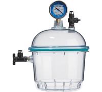 Generisch Desatascador al vacío de policarbonato, recipiente de secado al vacío de plástico con indicador de presión negativa y doble válvula para almacenamiento, secado y almacenamiento