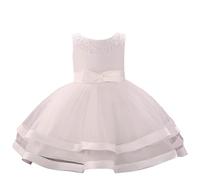 Generisch Despiadado extraño niña vestidos florales para fiesta de boda desfile princesa vestido 3 9 años niña azul marino perla, Blanco, 3-6 meses
