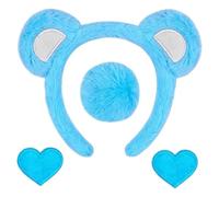 Generisch Diadema con orejas de oso, 4 unidades, bonito unisex con broche en forma de corazón, juego de para, Año Nuevo, interior, exterior, Acción de Gracias, cumpleaños