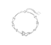 Generisch Diadema de plata de ley simple multicapa giratoria pulsera ajustable joyería día de San Valentín para ocasiones para niñas 5-7, talla única, Metal, No es una piedra preciosa