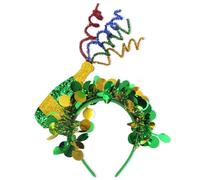 Generisch Diadema de trébol - St.Patrick's Day Diadema | Cloverleaf Hairband Green - Shamrock Plain Hairband Boppers With Bowler Hat for Children And Adults Accessories