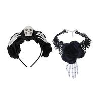 Generisch Diadema gótica - Diadema gótica de Halloween | Juego de gargantilla de encaje de cabeza, suave vestido gótico, accesorios para Halloween, cosplay para eventos temáticos, y