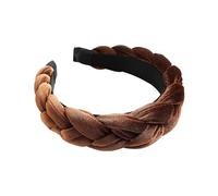 Generisch Diadema trenzada de terciopelo trenzado, para mujer, ancha y acolchada, para mujeres y niñas, casco de mujer, café, Talla única