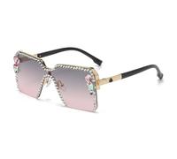 Generisch Diamond Women's Sunglasses Large Frame Fashion Rhinestone Decorative Glasses Gradual Outdoor Driving Sunshade UV400, 4, talla única
