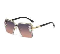 Generisch Diamond Women's Sunglasses Large Frame Fashion Rhinestone Decorative Glasses Gradual Outdoor Driving Sunshade UV400, 5, talla única
